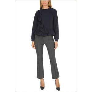 Helmut Lang Houndstooth Cropped Flared Pants in Melange Grey
